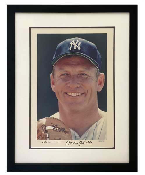 Mickey Mantle & Neil Leifer Dual-Signed 16" x 20" Photo in Framed New York Yankees Display (UDA)