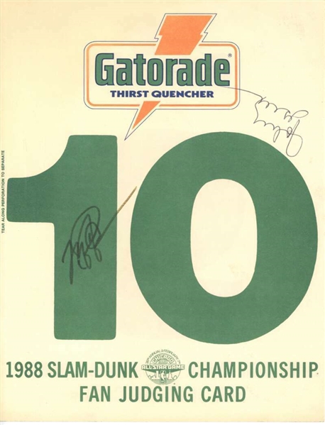 Michael Jordan RARE Signed 1988 Gatorade Slam Dunk Contest Fan Judging Card - Jordans Legendary Dunk! (Beckett/BAS)