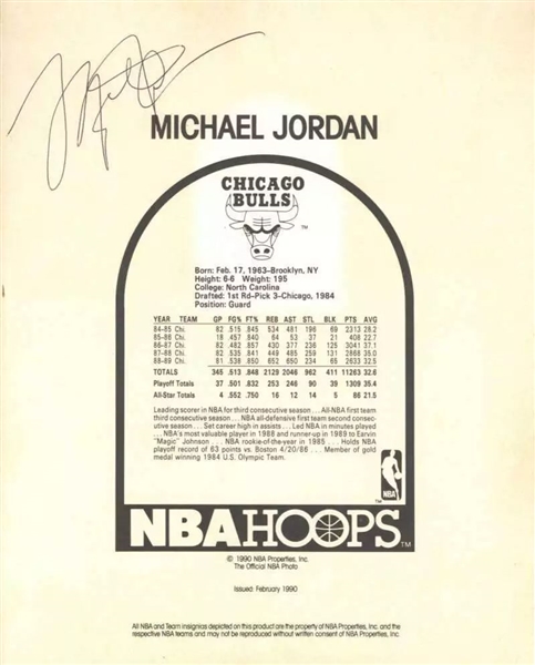 Michael Jordan Signed 1990 NBA Hoops Jumbo Trading Card w/ Mint 9 Auto! (JSA LOA)