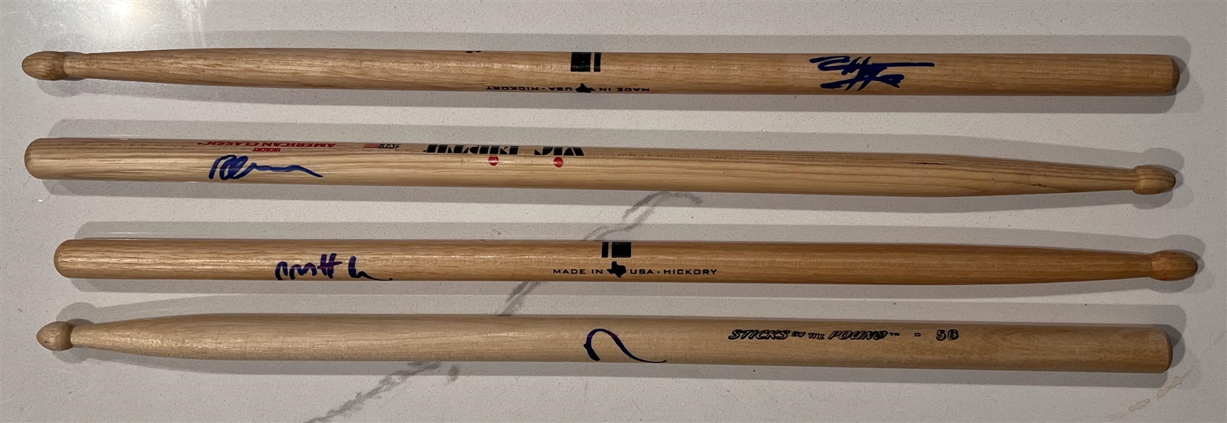 Pearl Jam Drummers Signed Drum Stick Set (4) with Abbruzzese, Irons, Krusen & Cameron (Third Party Guaranteed)