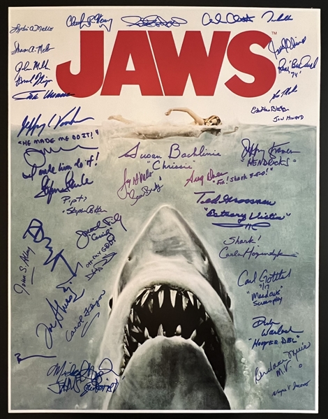 Jaws: Incredible Cast Signed 24" x 36" Poster w/ 36 Signatures! (K9 Graphs LOA)(Third Party Guaranteed)