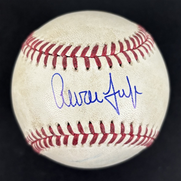 Aaron Judge Game Used & Signed OML Baseball :: 8-1-2022 NYY vs SEA :: Judge Hits 43rd HR of the Season! (Record-Setting HR Season)(MLB Holo)(Fanatics)