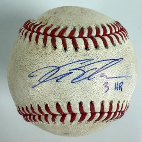 Kyle Schwarber Signed & Game Used 2024 OML Baseball Pitched to Schwarber! & Hit for a Double (7 RBI Game!)(PSA/DNA & MLB)