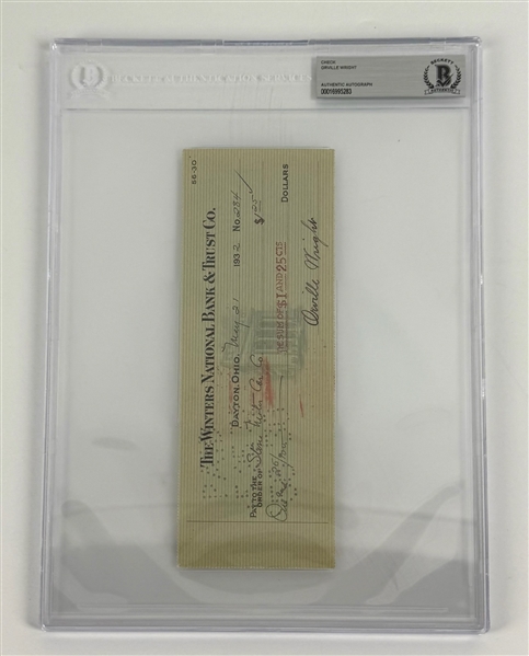 Orville Wright Signed 1932 Personal Bank Check (PSA/DNA Encapsulated)