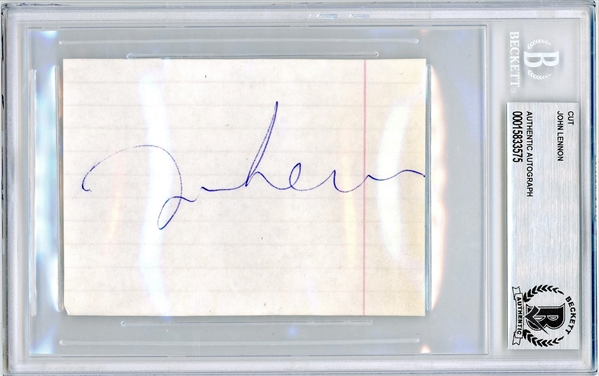 The Beatles: John Lennon Signed Cut (Beckett/BAS Encapsulated)