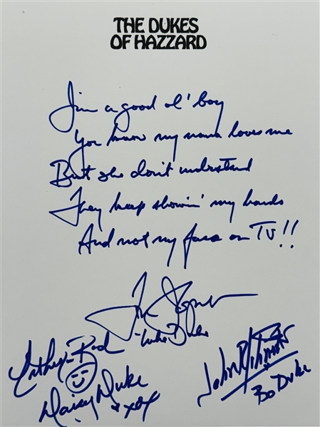 The Dukes Of Hazzard Handwritten & Signed Lyrics (3/Sigs) (JSA)