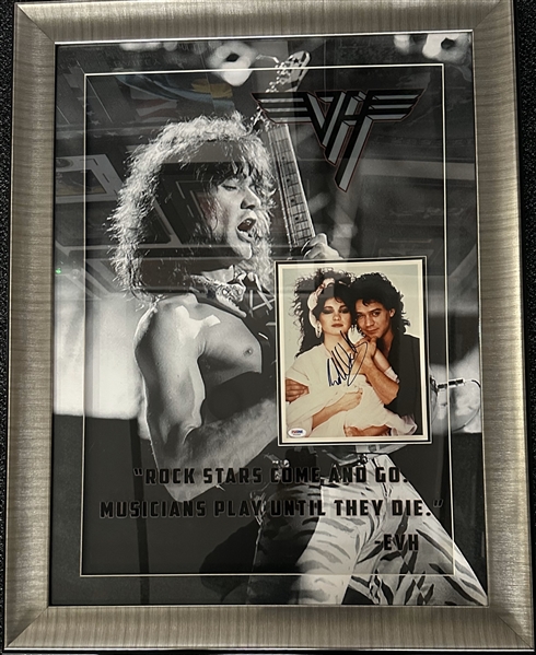 Eddie Van Halen Signed 8" x 10" Photo in Framed Display (PSA/DNA)