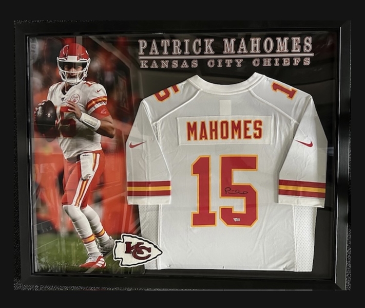 Patrick Mahomes Custom Framed K.C. Chiefs Jersey (Fanatics)