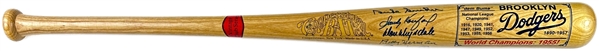 Dodgers HOF Cooperstown Baseball Bat Signed By (6) with Sandy Koufax, Don Drysdale, Al Lopez, Billy Herman, Duke Snider & Pee Wee Reese (JSA)