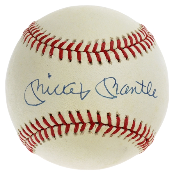 Mickey Mantle signed Official American League Baseball Graded 7.5 (PSA/DNA)