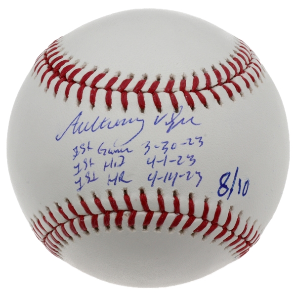 Anthony Volpe, NY Yankees Shortstop, signed LE # 8/10 ROMLB Baseball Inscribed 1st Game, 1st Hit, 1st Home Run (Fanatics)