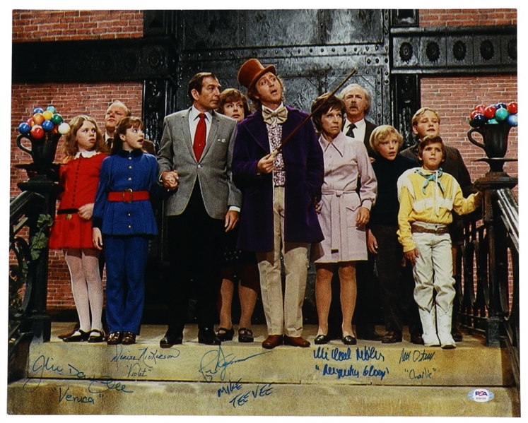 Willy Wonka 16" x 20" Color Photograph Signed by All 5 Kids – Each with their Character Inscription (PSA/DNA)