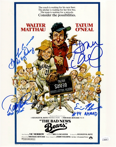 Original “Bad News Bears” Movie 11" x 14" Poster Signed by 4 Characters including Tatum ONeal (JSA)