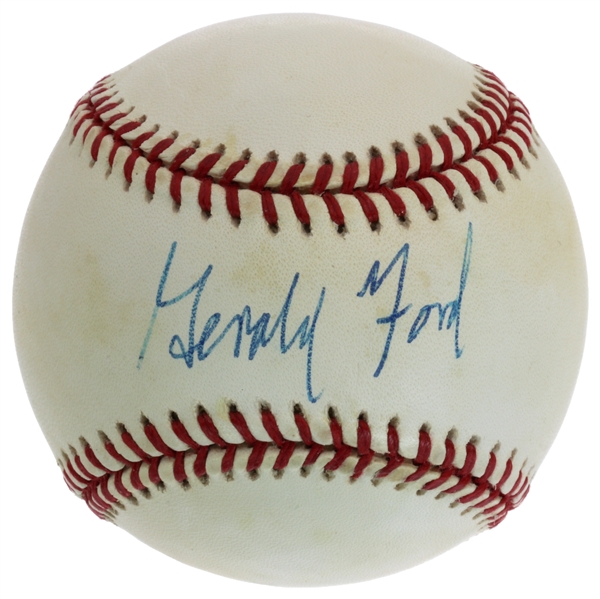 President Gerald R. Ford signed Official American League Baseball (JSA)