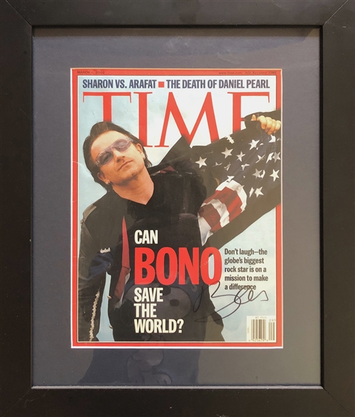 U2: Bono Signed & Framed March 2002 Time Magazine Cover (Third Party Guaranteed)