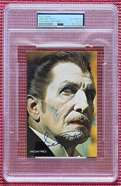 Vincent Price Signed 4" x 6" Postcard (PSA/DNA Encapsulated)