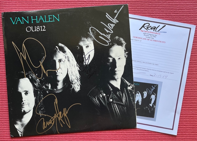 Van Halen: Group Signed "OU812" Album Cover (4 Sigs)(Epperson/REAL LOA)