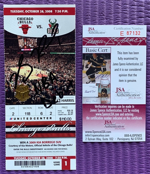 Derrick Rose Signed & "NBA Debut" Inscribed Chicago Bulls Ticket (JSA COA)