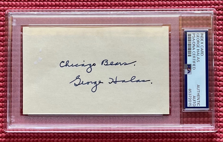 George Halas Signed 3" x 5" Index (PSA/DNA Encapsulated)