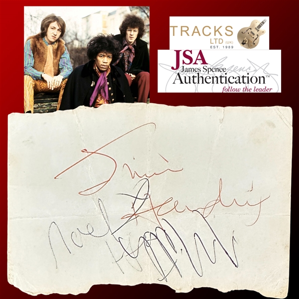 The Jimi Hendrix Experience Group Signed Vintage Sheet (JSA & Tracks LOAs)