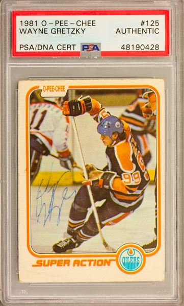 1981 O-Pee-Chee #125 Wayne Gretzky Signed Trading Card  (PSA Encapsulated)