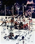 Miracle on Ice 1980 USA Olympic Hockey Gold Medal Winning Team with Herb Brooks (21 signatures) 16" x 20" Photo (JSA)