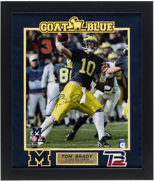 Tom Brady signed University of Michigan 16" x 20" Color Photograph Framed (TRISTAR)