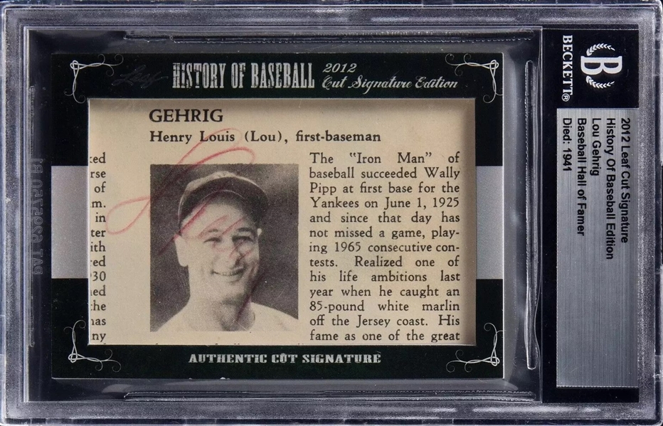 2012 Leaf History of Baseball Lou Gehrig Signed Cut Signature (Beckett/BAS)