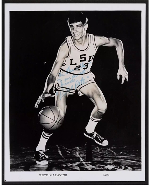 Pistol Pete Maravich Vintage Signed 8" x 10" Promotional 1960s Team Issue LSU Photograph (Beckett/BAS)