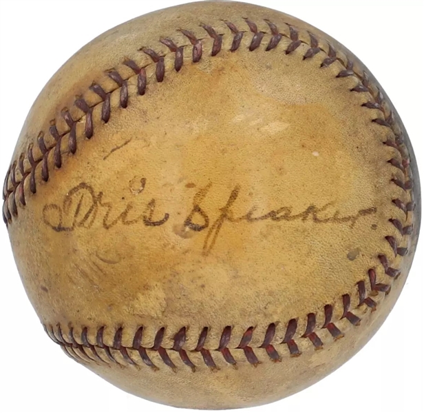 Tris Speaker ULTRA-RARE Single Signed OAL Playing-Era Baseball (Beckett/BAS)