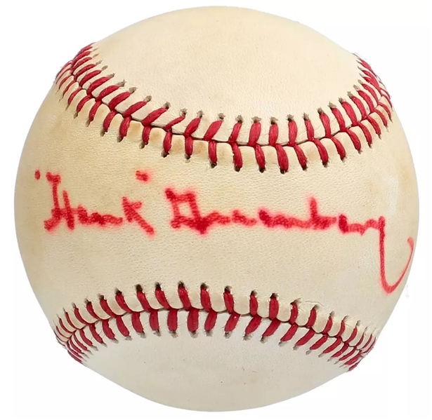 Hank Greenberg BOLDLY Single Signed OAL Baseball (JSA)