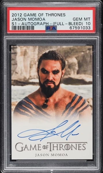 2012 Rittenhouse Game of Thrones Season 1 Full Bleed Jason Momoa (Khal Drogo) Signed Rookie Card - PSA GEM MINT 10!