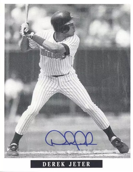 Derek Jeter 1992/93 Pre-Rookie Signed 8" x 10" Single-A Greensboro Hornets Team-Issue Card w/ GEM MINT 10 Graded Autograph! (JSA Graded 10)