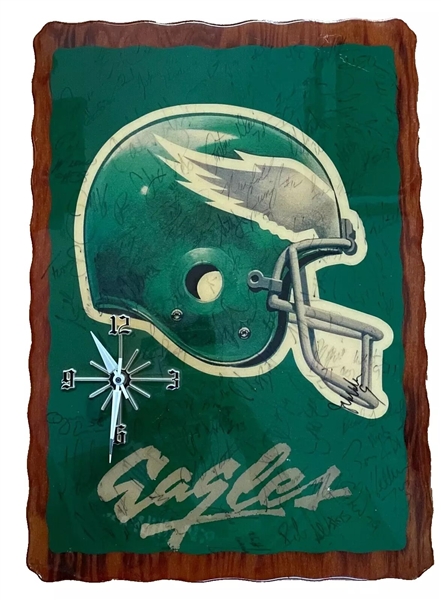 1991-92 Philadelphia Eagles Team Signed 15" x 25" Wall Clock – From Historic Defensive Triple Crown Season (JSA Authenticated)