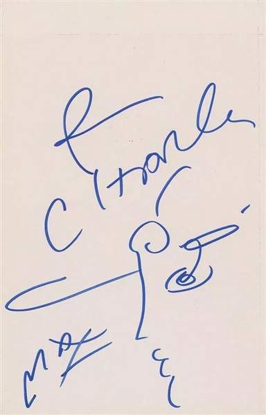 Peter Max Near-Mint Signed & Hand-Drawn 6.75" x 10.5" Self Sketch (Beckett/BAS)