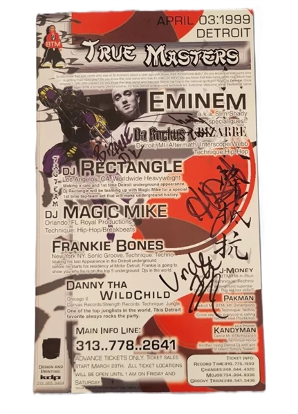 Eminem, Bizarre & Hush Multi-Signed 1999 "True Masters" Concert Promotional Handout (Third Party Guaranteed)