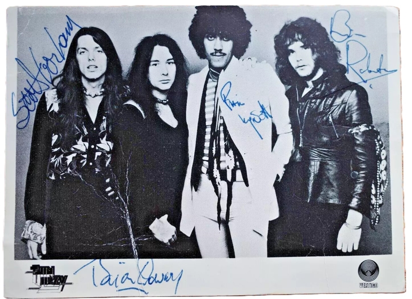 Thin Lizzy c. 1975 Group Signed Vertigo Promotional Nightlife Album Photograph (Third Party Guaranteed)