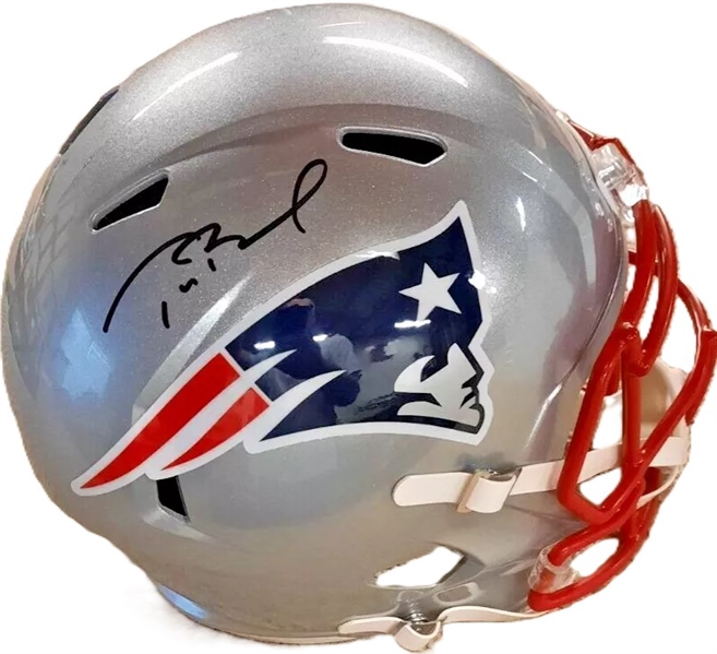 Tom Brady Near-Mint Signed Full Size Patriots Replica Helmet (Tristar & Third Party Guaranteed)