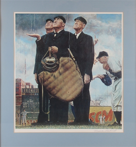 Norman Rockwell Rare Signed "Tough Call" Lithograph (Third Party Guaranteed)