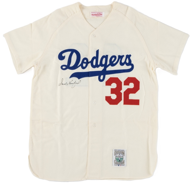 Sandy Koufax Signed Mitchell & Ness Home Cream Dodgers Jersey (Third Party Guaranteed)