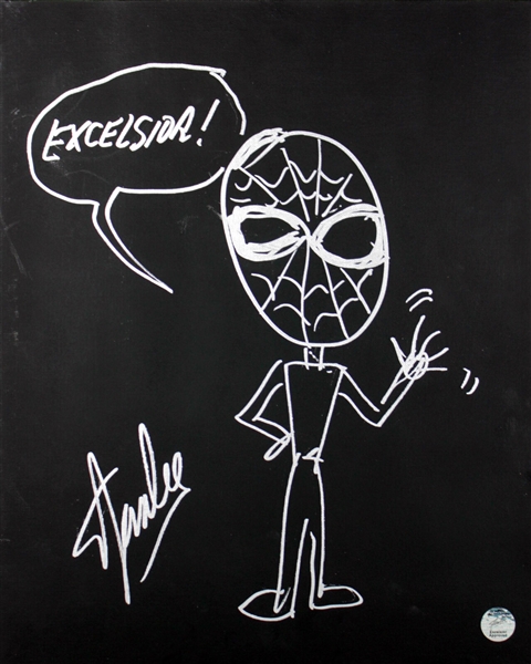 Stan Lee Large Hand Drawn & Signed Spider-Man Sketch with "Excelsior" Quote (Stan Lee Holo & PSA/DNA LOA)