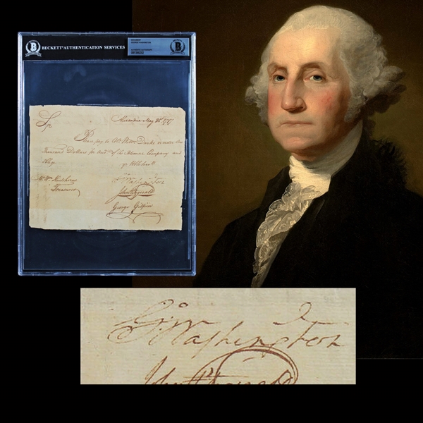 President George Washington Signed 1787 Potomac Company Pay Order (Beckett/BAS Encapsulated)