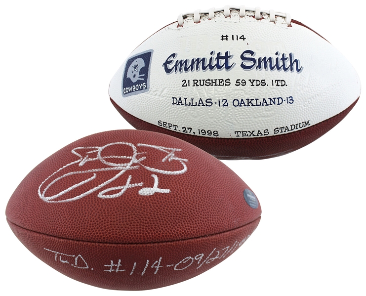 Emmitt Smith Signed & Game Used Football Carried for Career TD #114 (Beckett/BAS LOA)