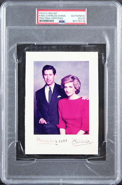 Princess Diana and Prince Charles (King Charles III) Signed 4" x 5.5" Portrait (PSA/DNA Encapsulated)