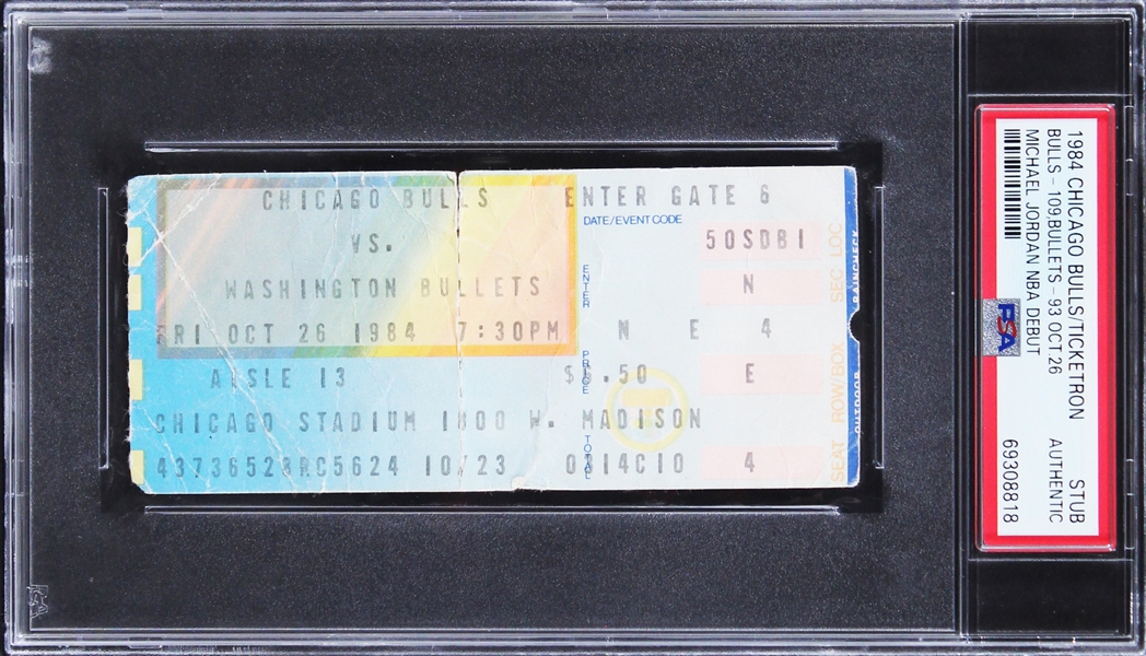 Michael Jordan ULTRA RARE NBA Debut Ticket Stub :: 10-26-83 vs. Bullets (PSA Authentic)