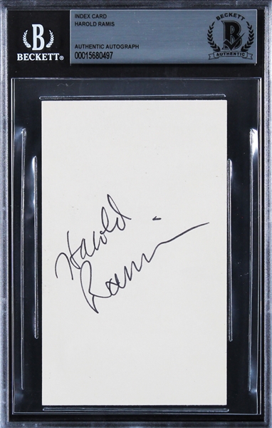 Ghostbusters: Harold Ramis RARE Signed 3" x 5" Index Card (Beckett/BAS Encapsulated)