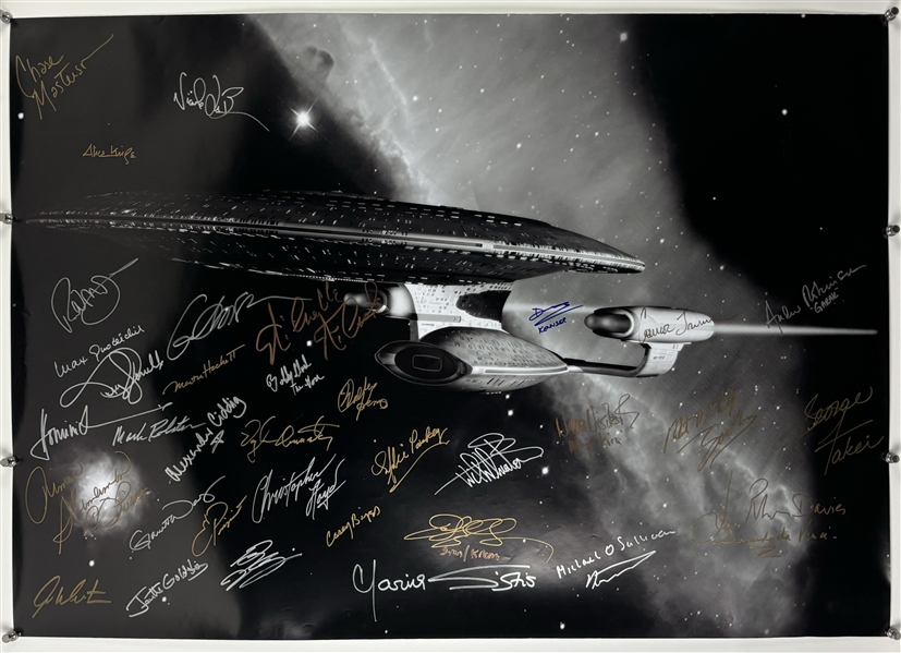 Star Trek: Heavily Cast Signed 33" x 46" Poster w/ 35 Autographs Incl. Takei, Shatner, & More! (Third Party Guaranteed)