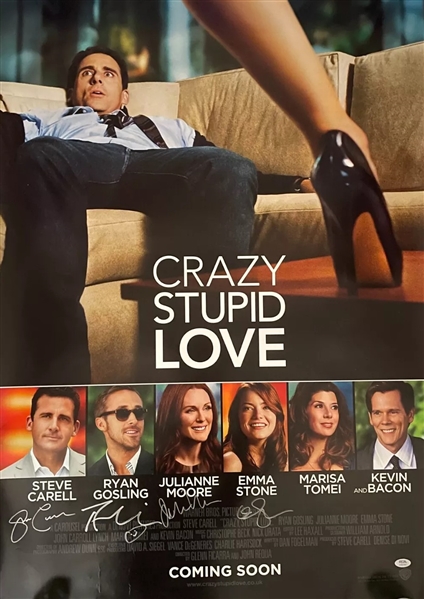 2011 Crazy, Stupid, Love Cast Signed Original On-Site 27" x 40" Movie Poster w/ Carell, Gosling, Moore & Stone! (PSA/DNA)