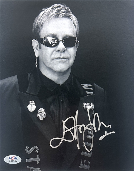 Sir Elton John Signed 8" x 10" B&W Photograph (PSA/DNA)