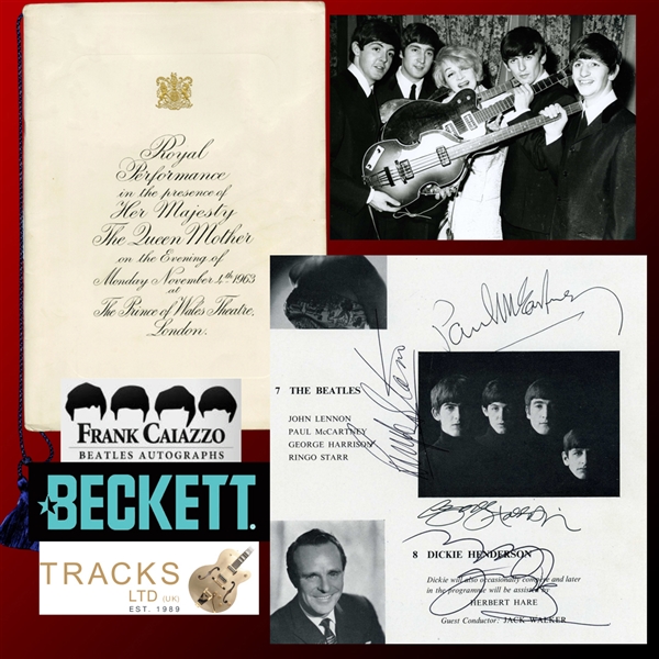 The Beatles Fully Group Signed ULTRA RARE Original 1963 Royal Variety Program from Famed Performance in Front of The Queen of England (Caiazzo, Tracks LTD & Beckett/BAS LOAs)